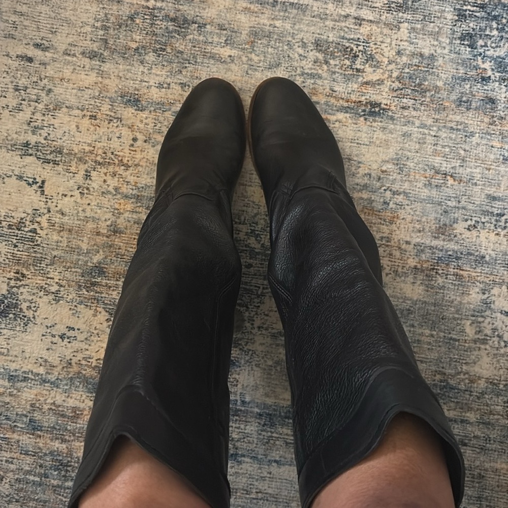 Frye Vintage Black Leather Knee-High Boots